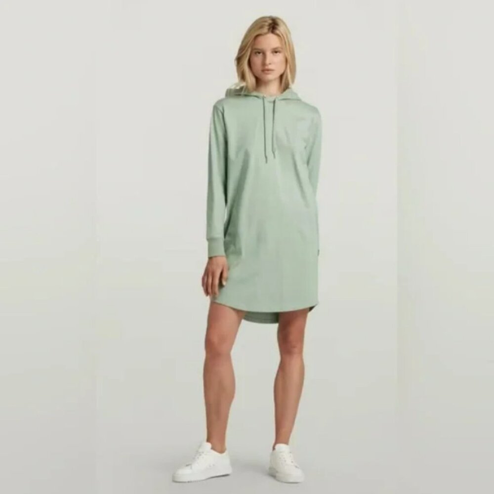 G-Star Raw Lash Fem Loose Hooded Dress Hoodie Iceberg Green Size XS Oversized